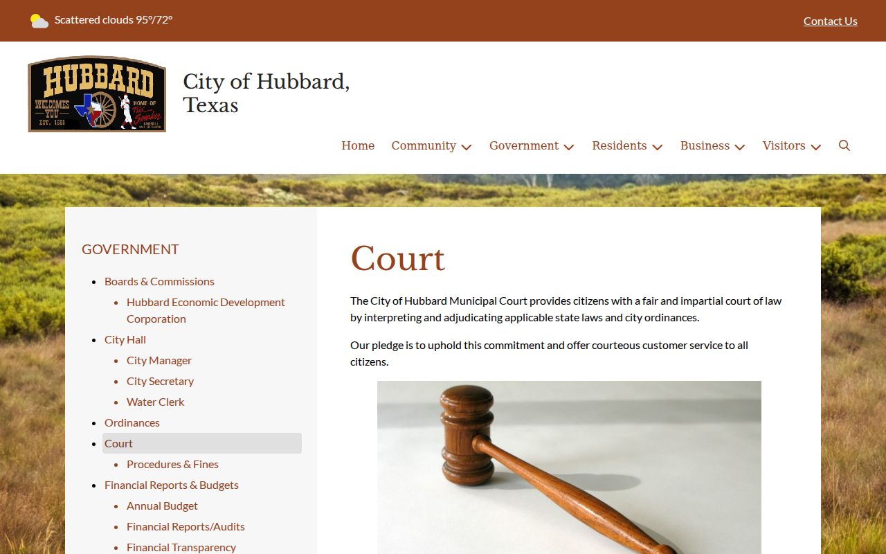 Hubbard Municipal Court official landing page